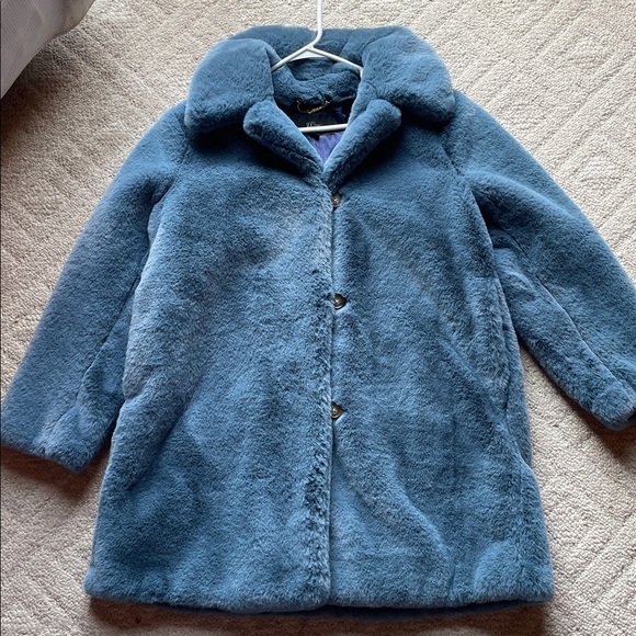 J. Crew Blue Faux Fur Coat - Picture 6 of 7